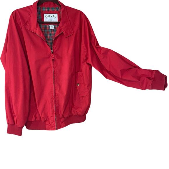 Vintage Orvis Red Harrington Jacket Plaid Lining Hong Kong Made Size L grandpa - Picture 1 of 7